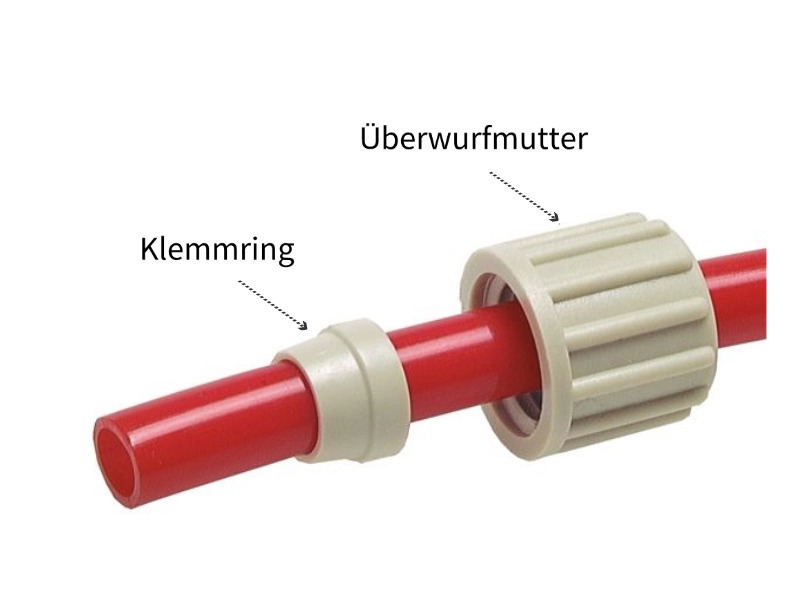 Winkel-Aufschraubverschraubung 90° IG G 3/8" - Schlauch 6x4 mm Typ PVDF