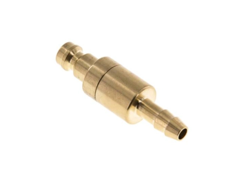 Kupplungsstecker beidseitig absperrend mit Schlauchtülle 4 mm NW 5 Messing