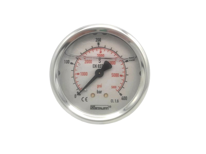 Glycerin-Manometer NG 63 Anschluss AG G 1/4" hinten PN 0 bis 1000 bar Edelstahl