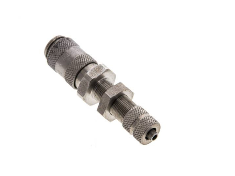 Kupplungsdose 3 mm für Stecker beidseitig absperrend mit SG M7x0,5 und ÜWM NW 2,7 Edelstahl 1.4305