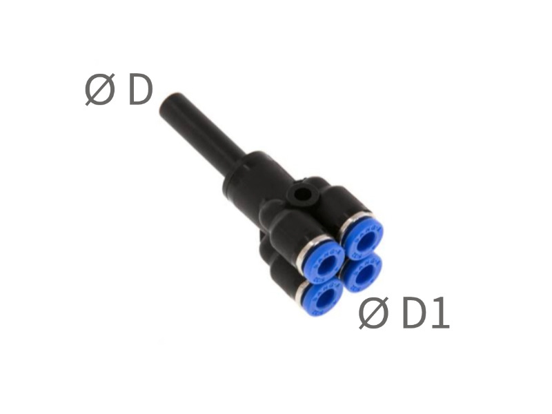 Mehrfachverteiler mit 4 Abgängen und Stecknippel IQS-Standard