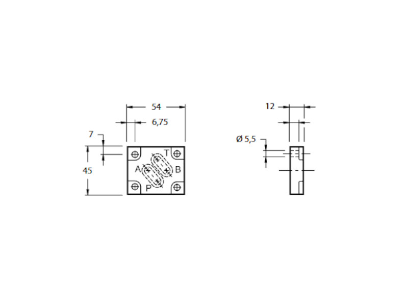 Umlenkplatte für Cetop Ventil NG 10 P-A, T-B 