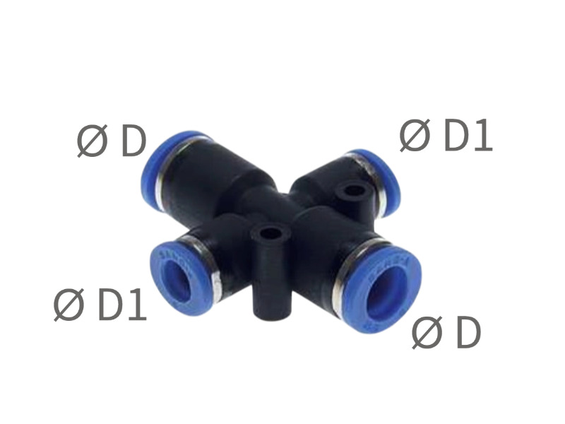 Kreuz-Steckverbinder 2-reduzierte Abgänge IQS-Standard