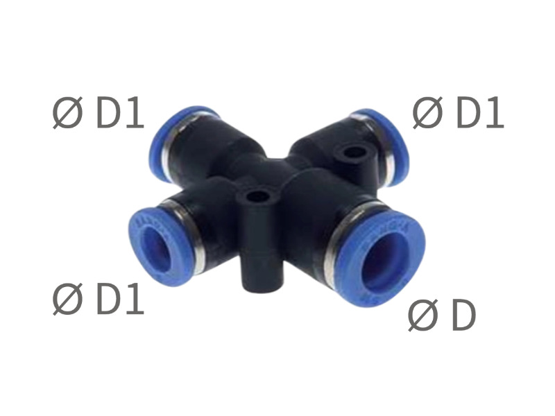 Kreuz-Steckverbinder 3-reduzierte Abgänge IQS-Standard