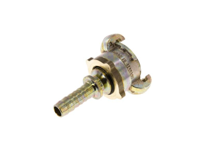 Kompressorkupplung DN 15 Schlauch ID19mm m.Sicherungsbund Klauenweite 42mm Dichtung NBR Temper verz.