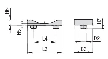 Komplettschelle DN 175 Flachstahlbügel mit Rohrauflage PP für Rohr AD 193,7mm M16x75