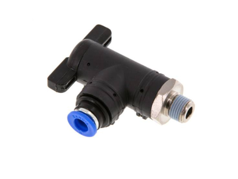 Winkel Absperrhahn Steckverschraubung AG R 1/4" - 12mm IQS-Standard