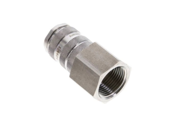 Kupplungsdose für Stecker mit und ohne Absperrung IG G 1/2" NW 10 Edelstahl 1.4404