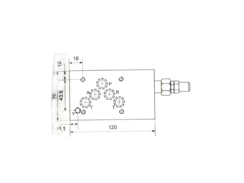 Vorgesteuertes Druckbegrenzungsventil NG 10 DF 100 l/min EB 0-210 bar Schaltsymbol SP