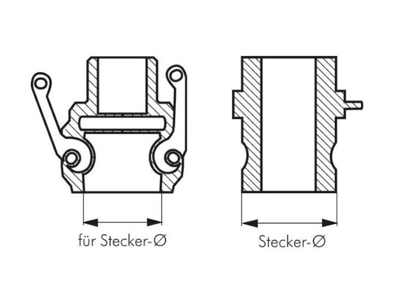 Kamlock Kupplung Stecker Typ E DN 15 Schlauch ID 13 mm Edelstahl