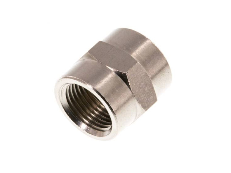 Muffe Sechskant IG G1/2" - IG G 1/2" Messing vernickelt 