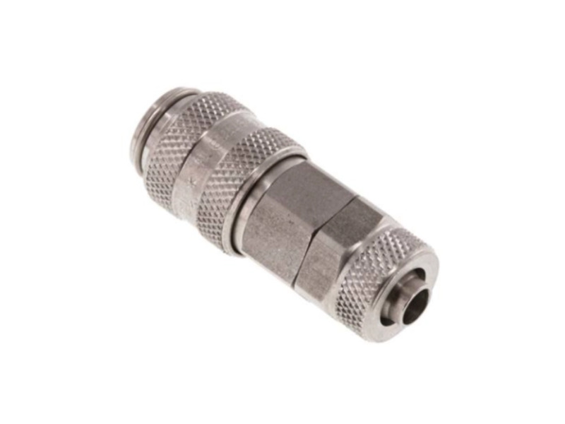 Kupplungsdose für Stecker beidseitig absperrend mit Überwurfmutter 6x4 mm NW 5 Edelstahl 1.4404