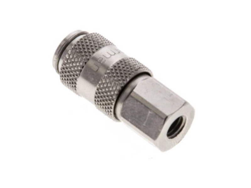 Kupplungsdose für Stecker beidseitig absperrend IG M 5 NW 2,7 Messing vernickelt