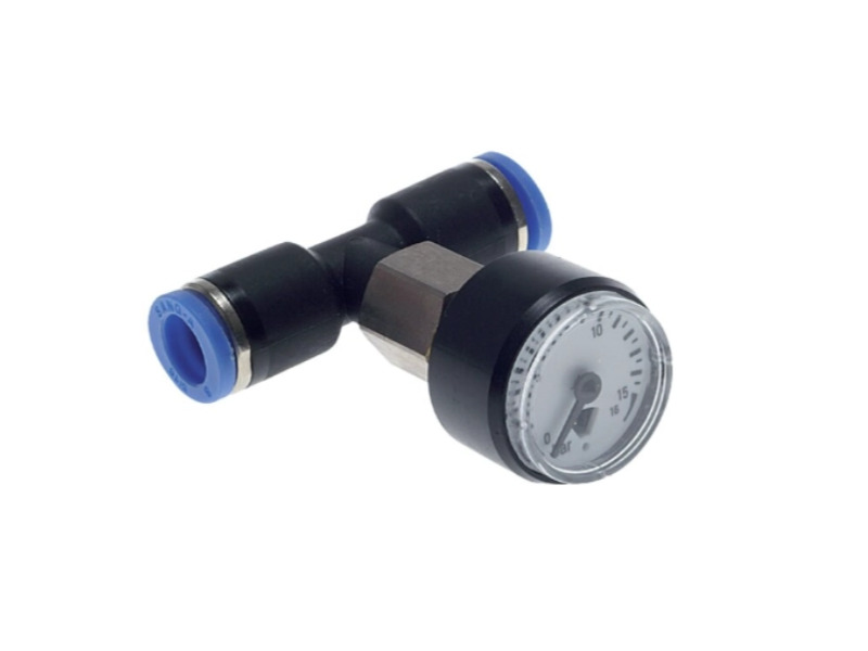 Manometer mit 2 Steckanschlüssen 6mm- 6mm PN 0-16 bar IQS-Standard
