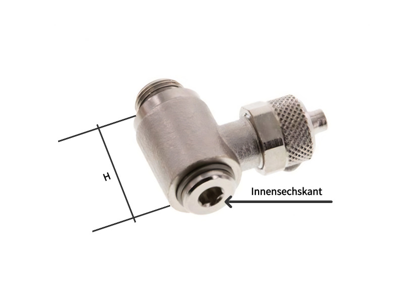 Winkel CK Verschraubung AG G 1/4" - 6x4 mm  positionierbar Messing vernickelt