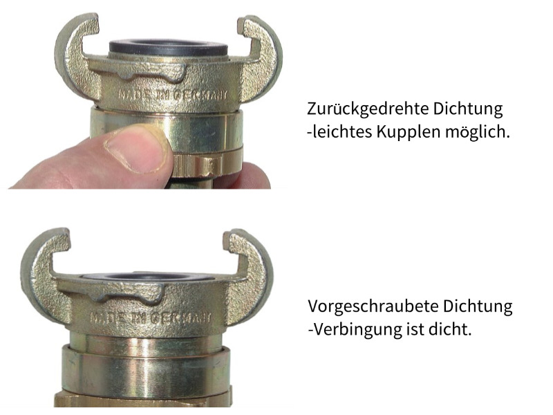 Sicherheits Kompressorkupplung DN 13 AG G 1/2" Klauenweite 42mm Dichtung NBR Temperguss Verzinkt