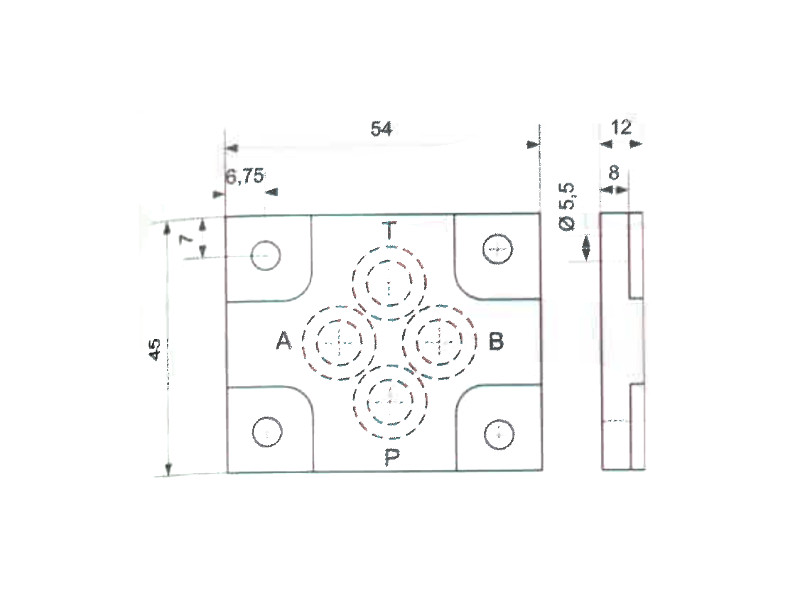 Sperrplatte für Cetop Ventil NG 06 P-T-A-B gesperrt 