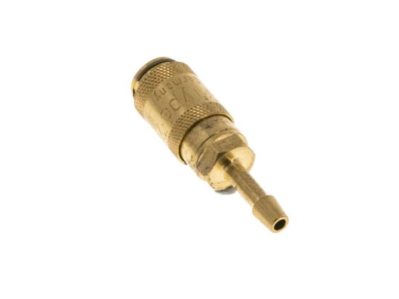 Kupplungsdose für Stecker beidseitig absperrend mit Schlauchtülle 5 mm NW 2,7 Messing