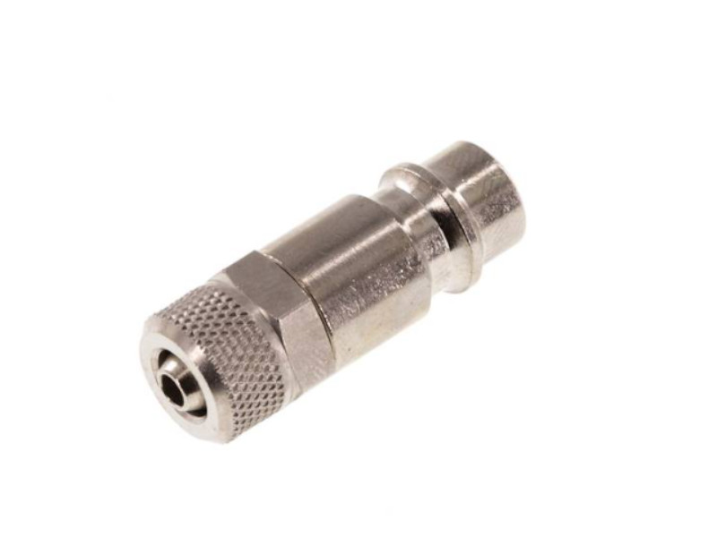 Kupplungs-Stecker Messing vernickelt mit Überwurfmutter