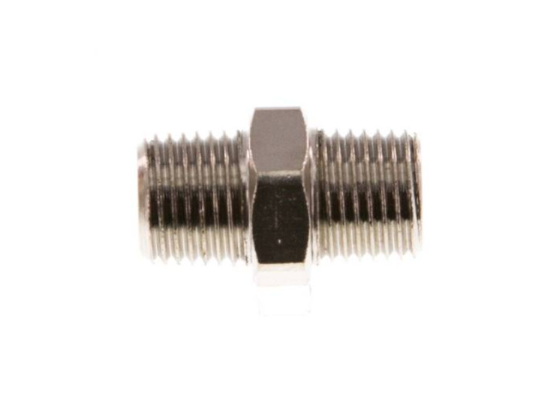 Doppelnippel AG R 1" - AG R 1/2" Messing vernickelt
