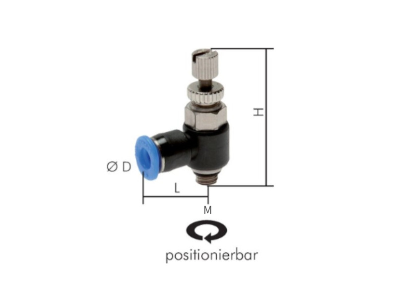 IQS Drosselrückschlagventil Mini AG M 3 - 3 mm abluftregelnd