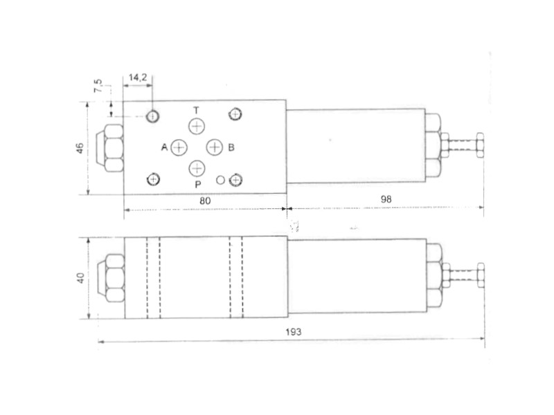 Direktgesteuertes Druckminderungsventil NG 06 3 Wege DF 50 l/min EB 30-140 bar Schaltsymbol MZD