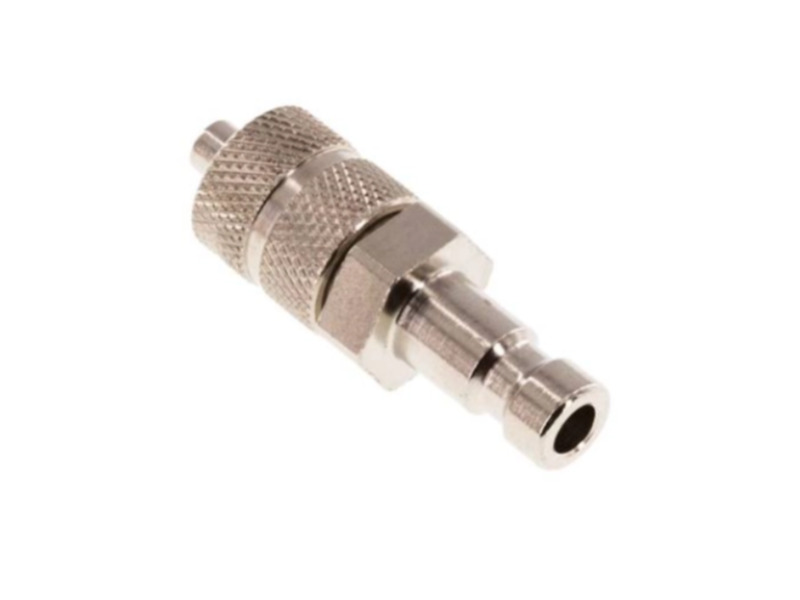 Kupplungsstecker mit Überwurfmutter 6x4mm NW 2,7 Messing vernickelt