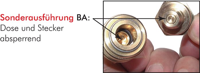 Kupplungsdose für Stecker beidseitig absperrend mit Schlauchtülle 4 mm NW 5 Messing