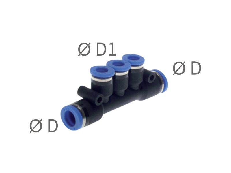 T-Mehrfachverteiler mit 3 Abgängen IQS-Standard