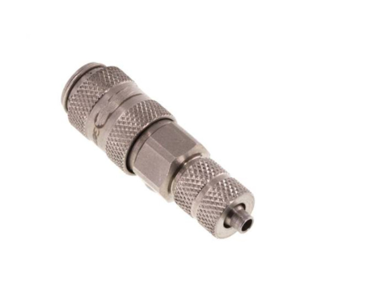 Kupplungsdose für Stecker beidseitig absperrend mit ÜWM 4,3x3mm NW 2,7 Edelstahl 1.4305