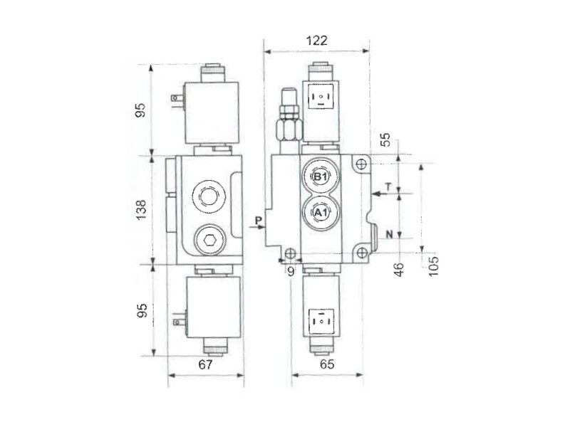 Elektrisches Monoblockventil 80 Liter 24 V DC Kolbentyp: AAAA Sectionen: 4 (Preis auf Anfrage)