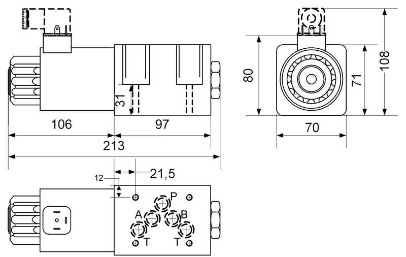 4/2 Wege Cetop Ventil NG 10 Nennspannung 12 V DC Kolbentyp SA4