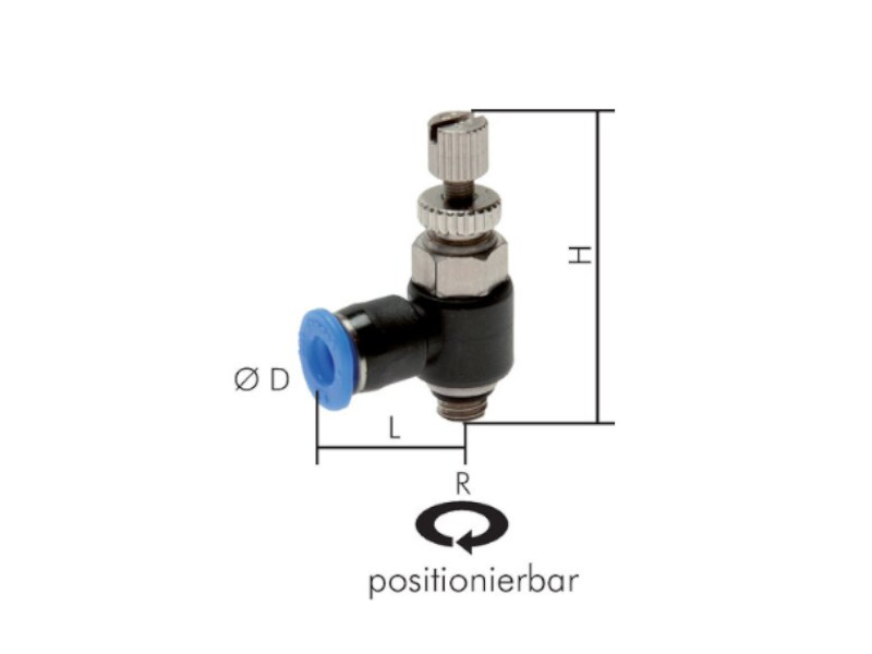 IQS Drosselrückschlagventil Mini AG R 1/8" - 6 mm abluftregelnd