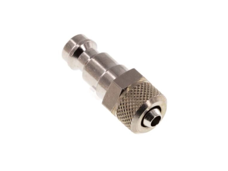 Kupplungsstecker mit Überwurfmutter 6x4 mm NW 5 Messing vernickelt