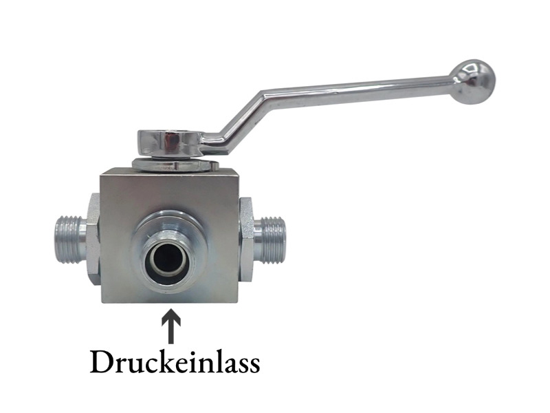 Hochdruck 3-Wege Kugelhahn IG G 1 1/4" DN 25 PN 315 bar mit T-Bohrung Stahl verzinkt