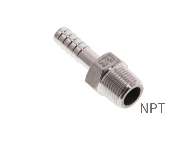 Gewindetülle AG 3/8" NPT für Schlauch 9mm Edelstahl 1.4408