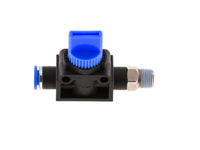 3/2-Wege Absperrventil Steckverschraubung AG R 1/2" - 10mm Gewindeseite entlüftend IQS-Standard