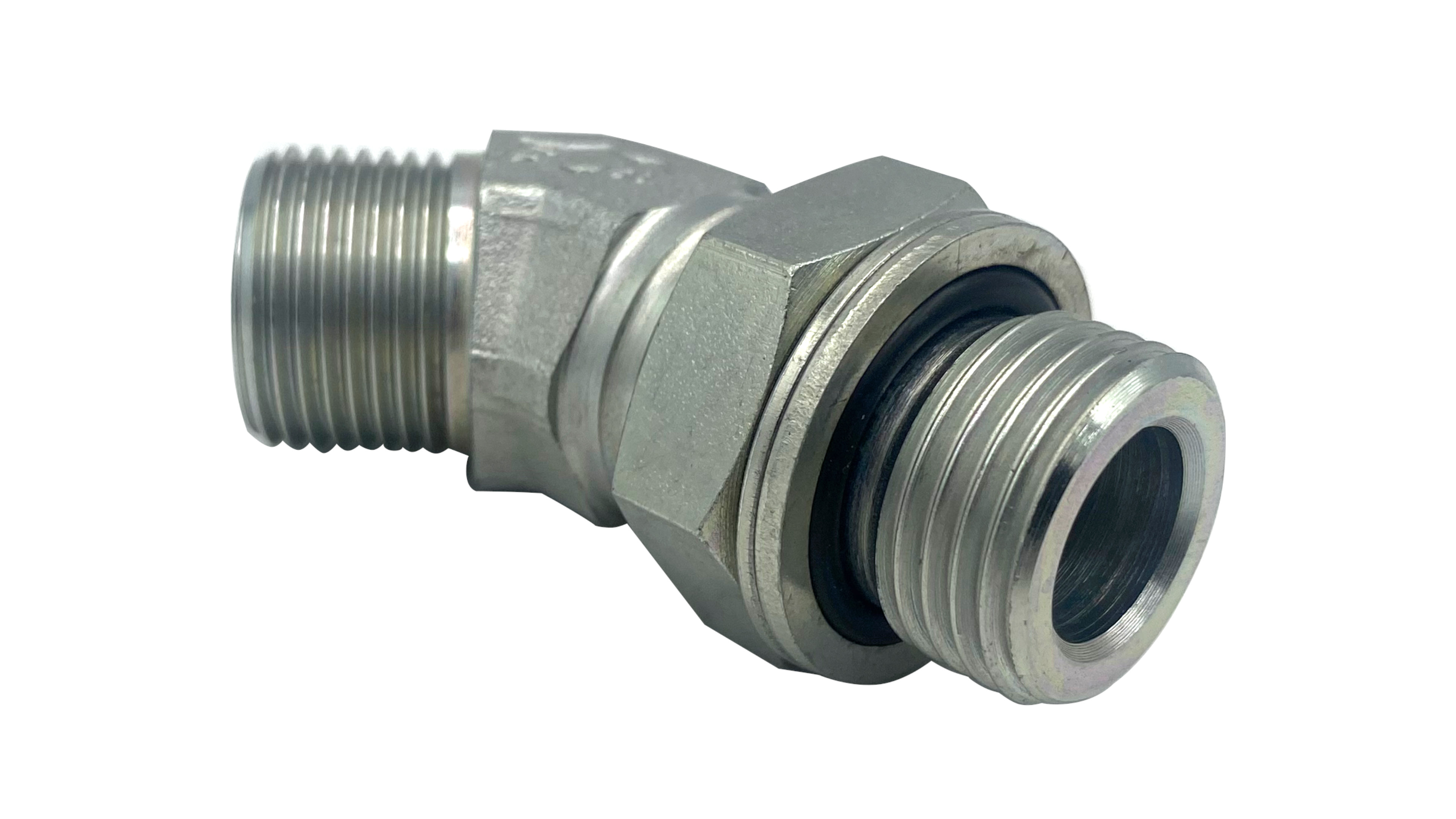 Einstellbare Winkel-Einschraubverschraubung 45° ORFS AG 9/16" UNF - AG G 1/4" WD