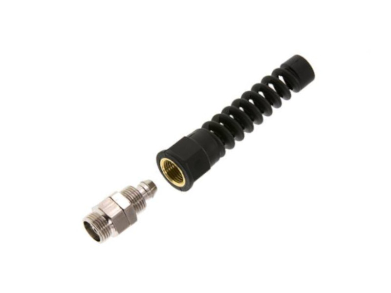 Gerade CK Drehverschraubung mit Knickschutz AG G 1/4" - 9,5x6,3 mm Messing vernickelt